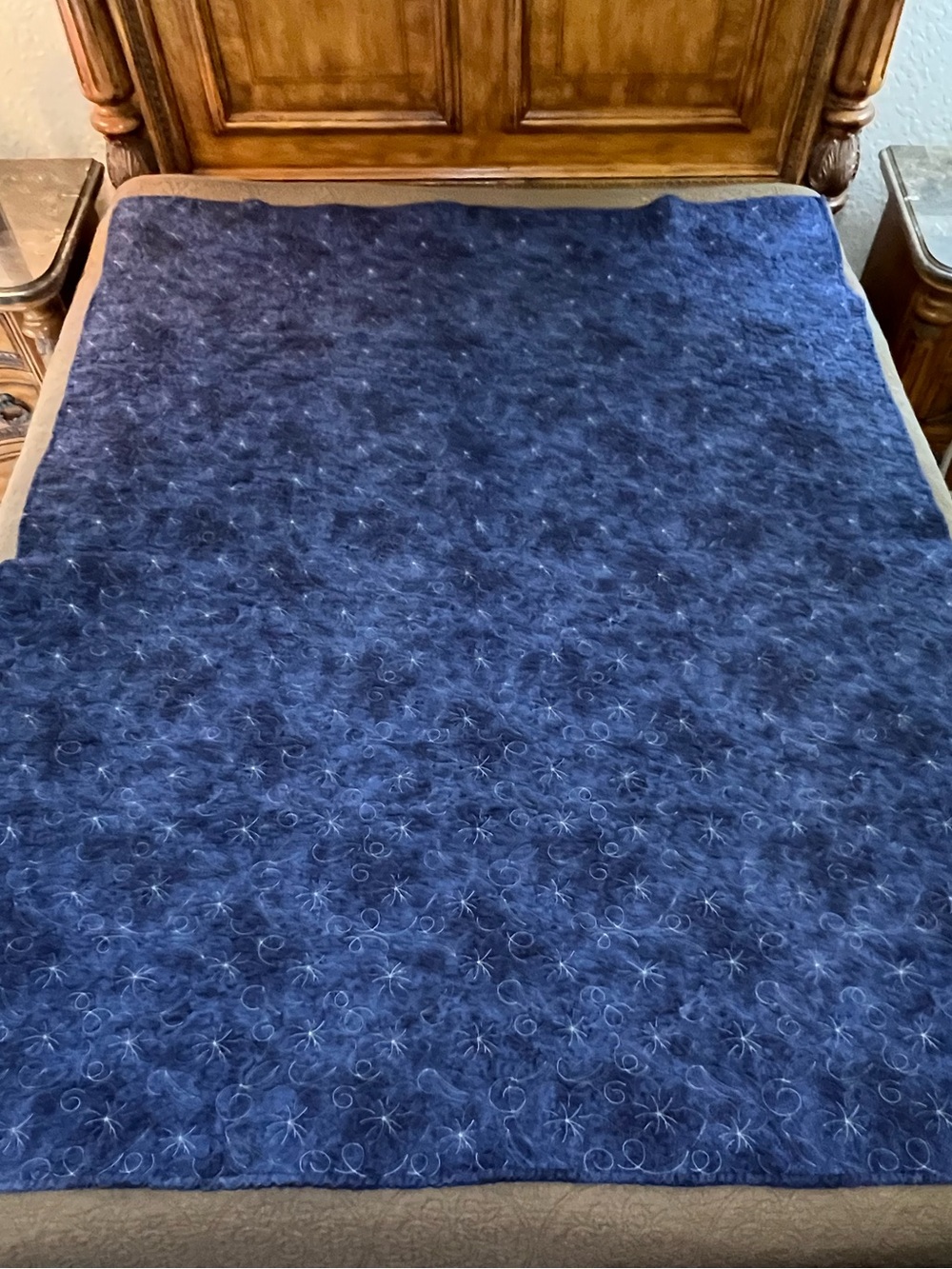 Handmade Floral Basket Appliqué Quilt Throw 73 x 56.5 - Picture 7 of 11